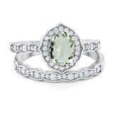 Two Piece Oval Natural Stone Vintage Style Ring