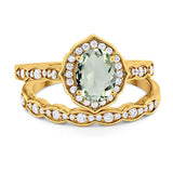Two Piece Oval Natural Stone Vintage Style Ring