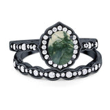 Two Piece Oval Natural Stone Vintage Style Ring