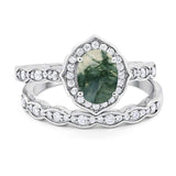 Two Piece Oval Natural Stone Vintage Style Ring