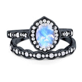 Two Piece Oval Natural Stone Vintage Style Ring