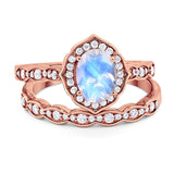 Two Piece Oval Natural Stone Vintage Style Ring