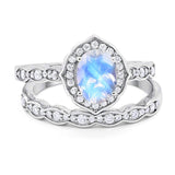 Two Piece Oval Natural Stone Vintage Style Ring