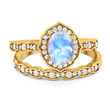 Two Piece Oval Natural Stone Vintage Style Ring
