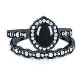 Two Piece Oval Natural Stone Vintage Style Ring