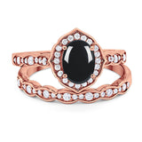 Two Piece Oval Natural Stone Vintage Style Ring