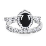 Two Piece Oval Natural Stone Vintage Style Ring