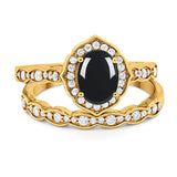 Two Piece Oval Natural Stone Vintage Style Ring