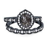 Two Piece Oval Natural Stone Vintage Style Ring