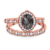 Two Piece Oval Natural Stone Vintage Style Ring