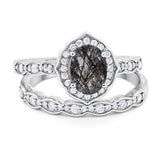 Two Piece Oval Natural Stone Vintage Style Ring