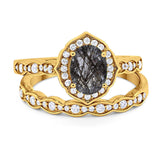 Two Piece Oval Natural Stone Vintage Style Ring