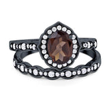 Two Piece Oval Natural Stone Vintage Style Ring