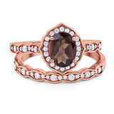 Two Piece Oval Natural Stone Vintage Style Ring