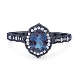 Vintage Style Oval Natural Stone Floral Ring