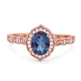 Vintage Style Oval Natural Stone Floral Ring