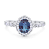 Vintage Style Oval Natural Stone Floral Ring