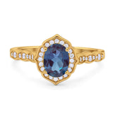 Vintage Style Oval Natural Stone Floral Ring