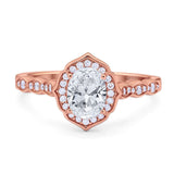 Vintage Style Oval Natural Stone Floral Ring