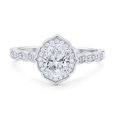 Art Deco Ring Oval Moissanite Floral Ring 925 Sterling Silver