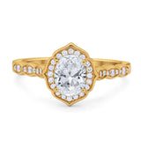 Vintage Style Oval Natural Stone Floral Ring