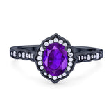 Vintage Style Oval Natural Stone Floral Ring