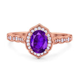 Vintage Style Oval Natural Stone Floral Ring