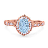 Vintage Style Oval Natural Stone Floral Ring