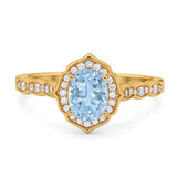 Vintage Style Oval Natural Stone Floral Ring