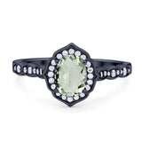 Vintage Style Oval Natural Stone Floral Ring
