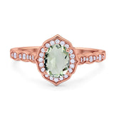 Vintage Style Oval Natural Stone Floral Ring