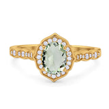 Vintage Style Oval Natural Stone Floral Ring