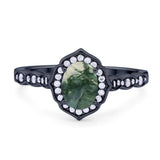 Vintage Style Oval Natural Stone Floral Ring