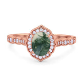Vintage Style Oval Natural Stone Floral Ring