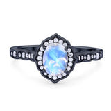 Vintage Style Oval Natural Stone Floral Ring