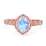 Vintage Style Oval Natural Stone Floral Ring