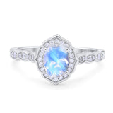 Vintage Style Oval Natural Stone Floral Ring