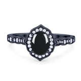 Vintage Style Oval Natural Stone Floral Ring