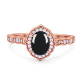 Vintage Style Oval Natural Stone Floral Ring