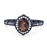 Vintage Style Oval Natural Stone Floral Ring