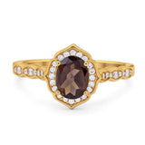 Vintage Style Oval Natural Stone Floral Ring
