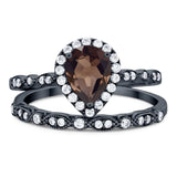 Pear Teardrop Natural Stone Wedding Set Ring