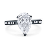 Pear Teardrop Solitaire Tapered Ring