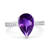 Pear Teardrop Solitaire Tapered Ring