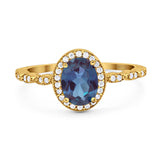 Oval Vintage Style Natural Stone Art Deco Ring