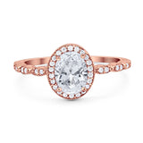 Oval Vintage Style Natural Stone Art Deco Ring