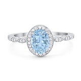 Art Deco Ring Oval Natural Aquamarine Wedding Ring 925 Sterling Silver