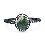 Oval Vintage Style Natural Stone Art Deco Ring