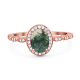 Oval Vintage Style Natural Stone Art Deco Ring