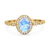 Oval Vintage Style Natural Stone Art Deco Ring